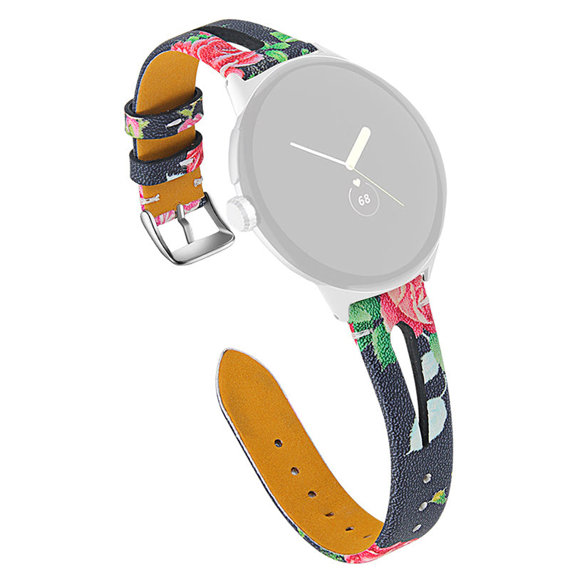 For Google Pixel Watch 2 Pixel Watch Genuine Leather Watch Strap Hollow-out Adjustable Wrist Strap Replacement with Silver Connector For Google Pixel Watch 2 Pixel Watch Genuine Leather Watch Strap Hollow-out Adjustable Wrist Strap Replacement with Silver Connector